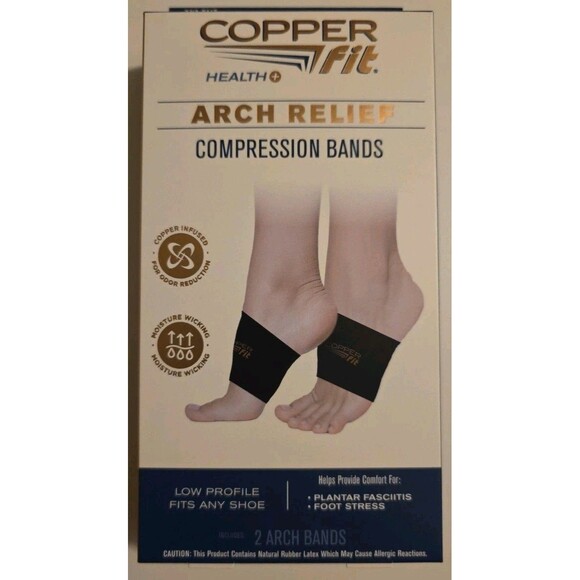 (2) Copper Fit Copper Infused Arch Relief & Support Compression Bands One Size - Picture 14 of 16